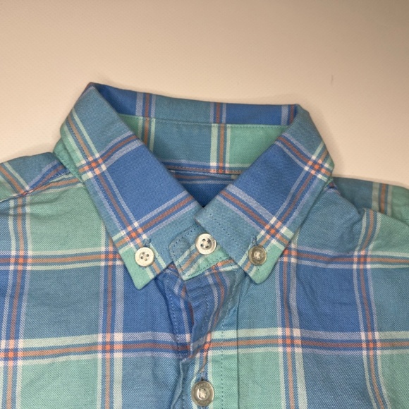 Vineyard Vines Plaid Whale Shirt, Boy Sz 6, Blue Green Button Down - Picture 4 of 8